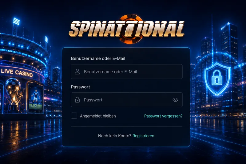 Anmeldemaske im Spinational Casino mit E-Mail und Passwort