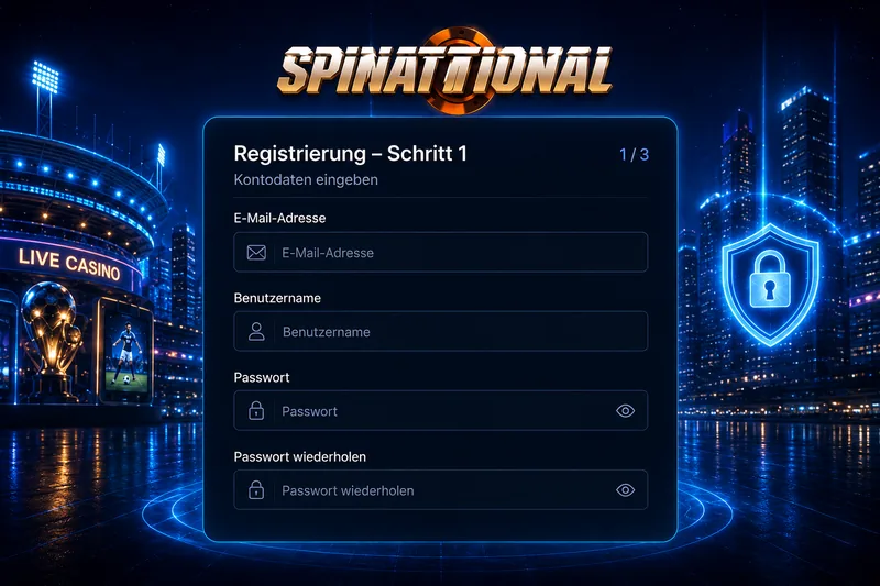 Spinational Registrierung Schritt 1: Zugangsdaten eingeben