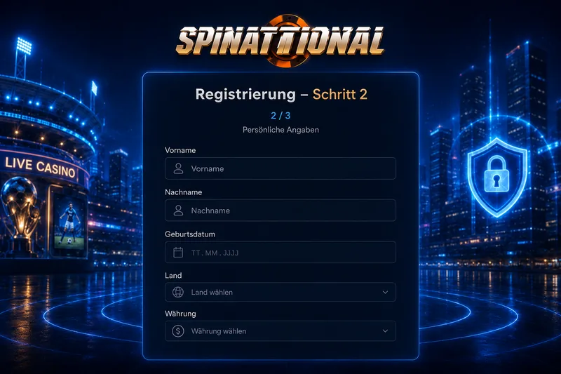 Spinational Registrierung Schritt 2: Profil und Adresse vervollständigen