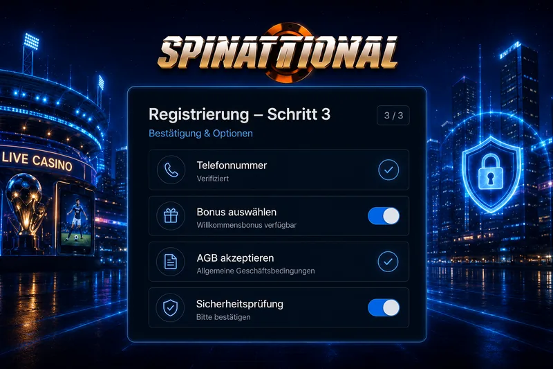 Spinational Registrierung Schritt 3: Verifizierung und Bonus aktivieren